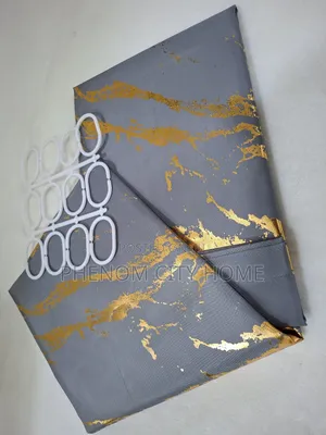 Grey Marble Shower Curtains With Hooks