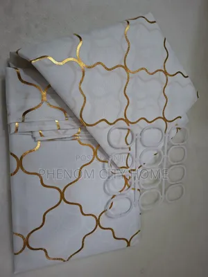 White Shower Curtain With Gold