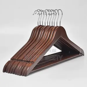 *Wooden Hanger 10 Pack Glossy Finish Nonslip Wooden Hangers
