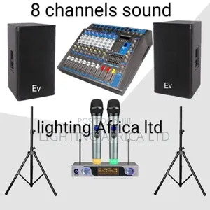 Powerful 8 Channels Outdoor Sound -(2)Ev Mid Speakers - Wireless Mic