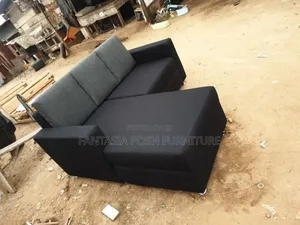 4 Seater Black Grey L-Shaped Sofa - Free Delivery