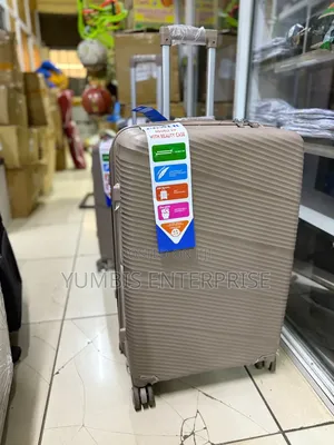 Large Brown Beige Rubber Large Suitcase