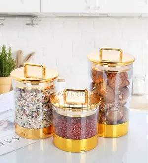 3pcs Set Luxury Golden Storage Jars-Tt