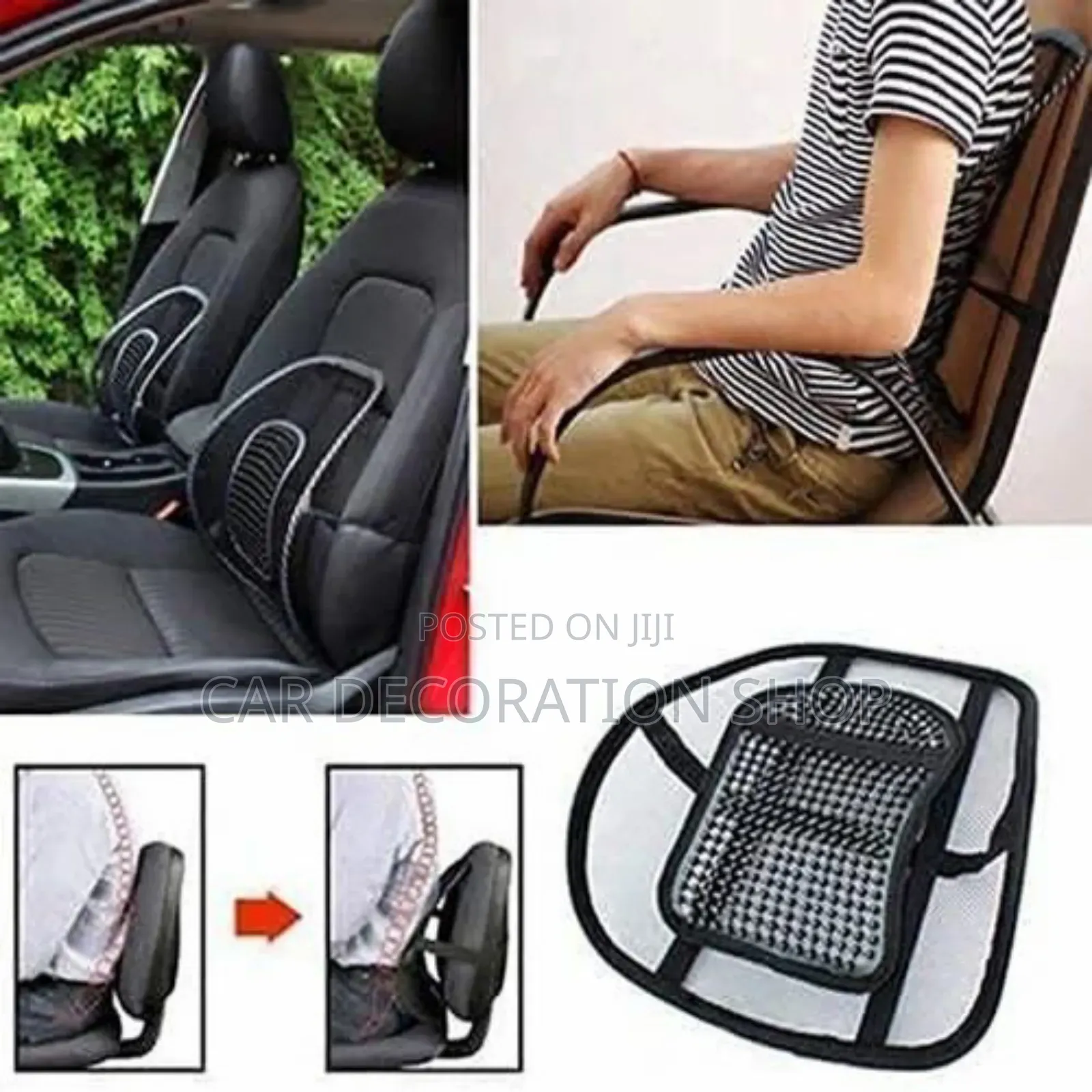 2pcs Chair Back Support Massager Cushion Mesh Relief Lumbar