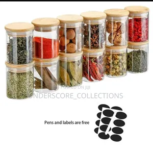 *12pcs Glass Storage Jar Set With Bamboo Lids*