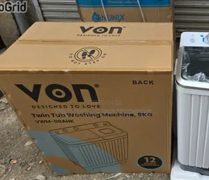 Von VWM-08ahk 8kgs Twin-Tub Washing Machine - White 