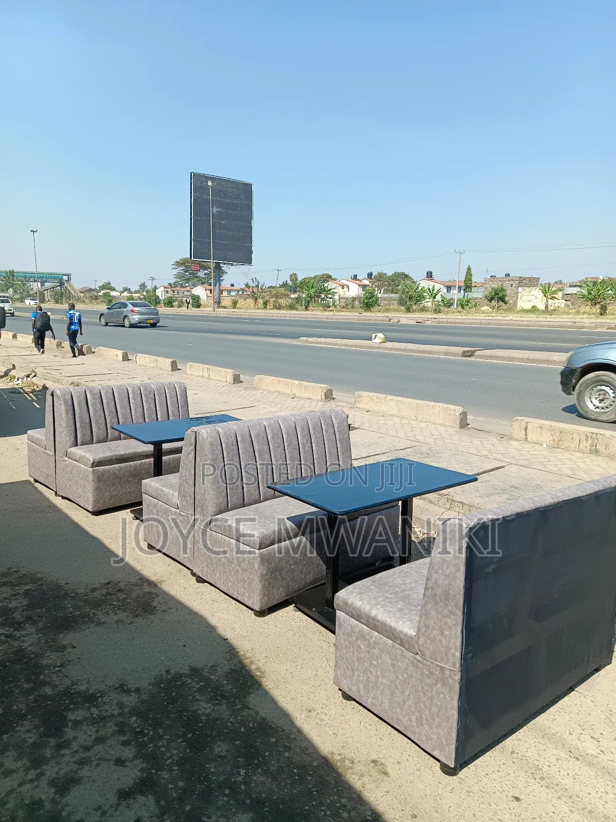 Vip Restaurant Back to Back Couches, Grey 