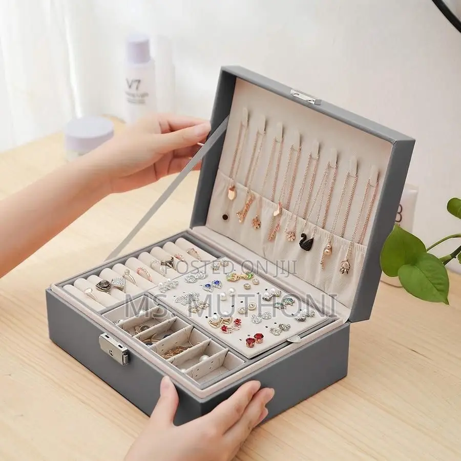 Solid Double Layer Jewelry Box Organizer