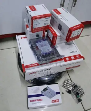 Complete 4 CCTV Hikvision Cameras, 50m Cable, 500gb HDD