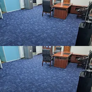 N. Blue Carpet Tiles With Rubber Backing Pads