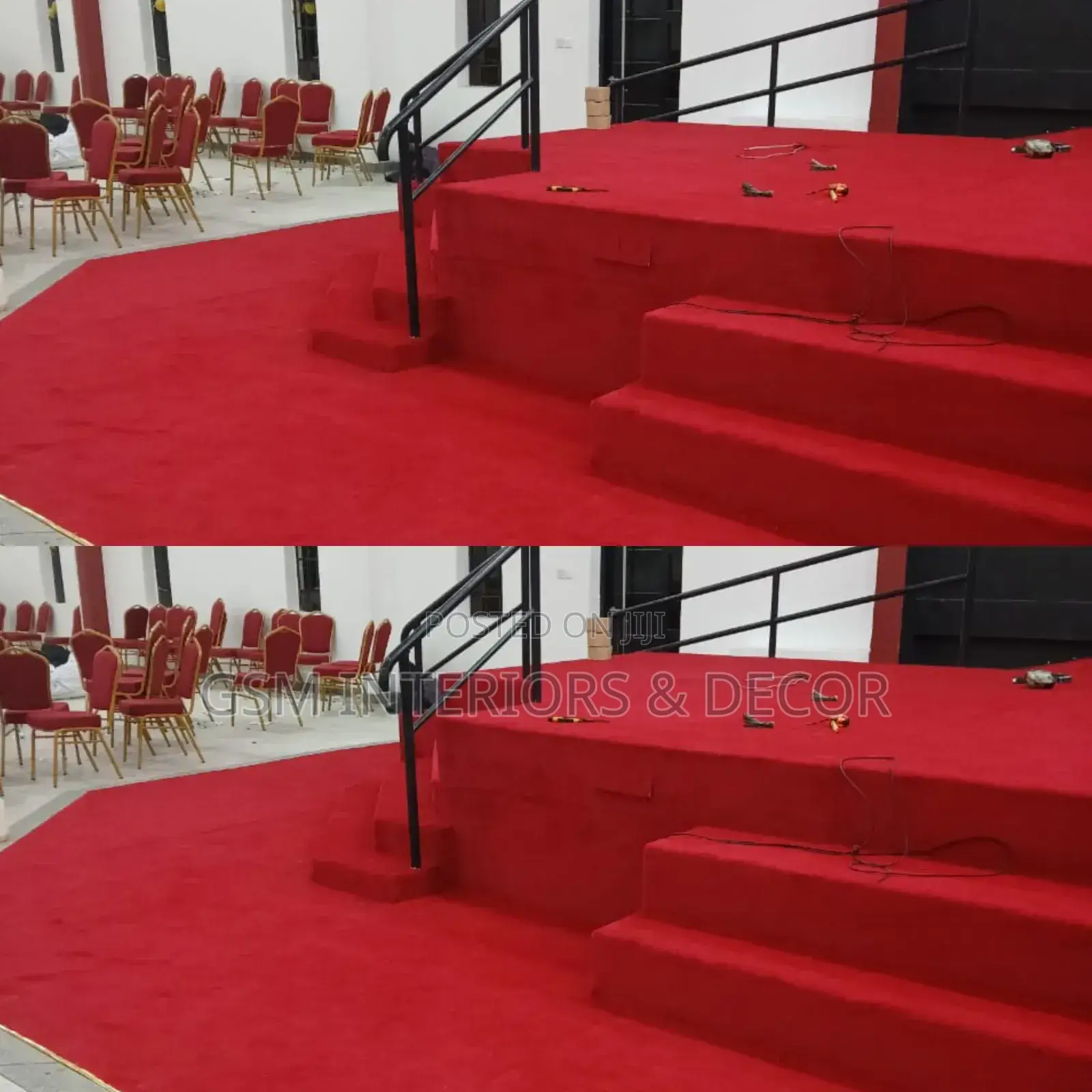 Wall to Wall Red Carpet Expertly Installed Ke