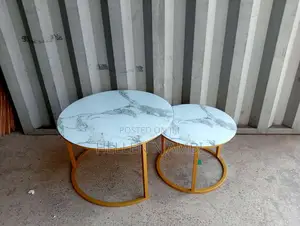 White and Black Executive MDF Marble Effect Round Table