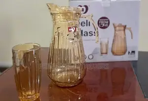 7 Pc Gold Glass Set^ 
