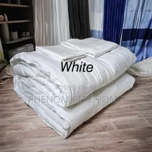 Navy Blue and White Binded Plain Duvet Set