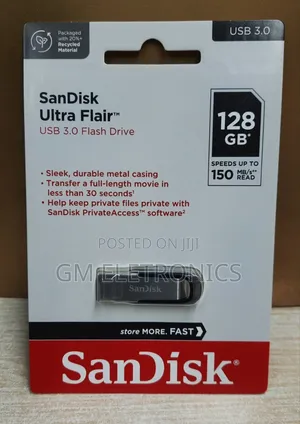 Sandisk Ultra Flair 128gb Usb 3.0 150 Mb/S Flash Drive - New