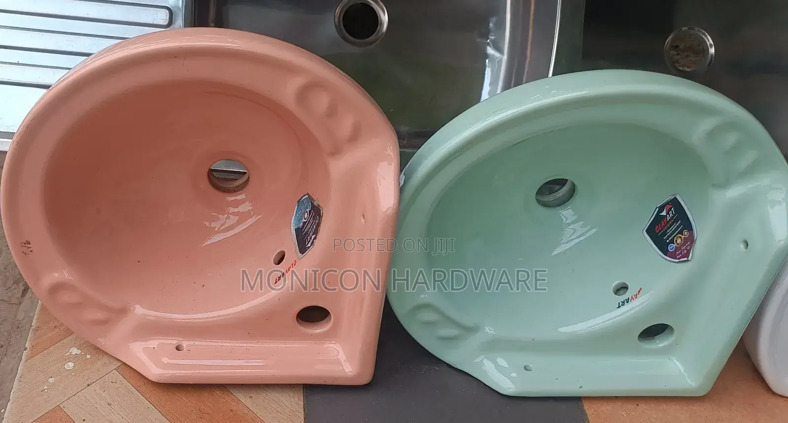 Corner Sinks-(Peach and Green)
