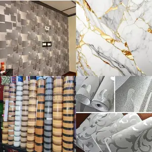 Marble and Stripped Wallapers for Interiors