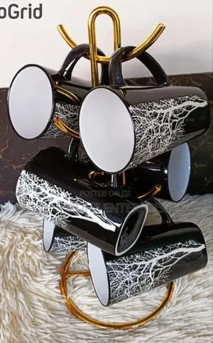 High Quality Black Tree Mugs Set of 6 Cups 