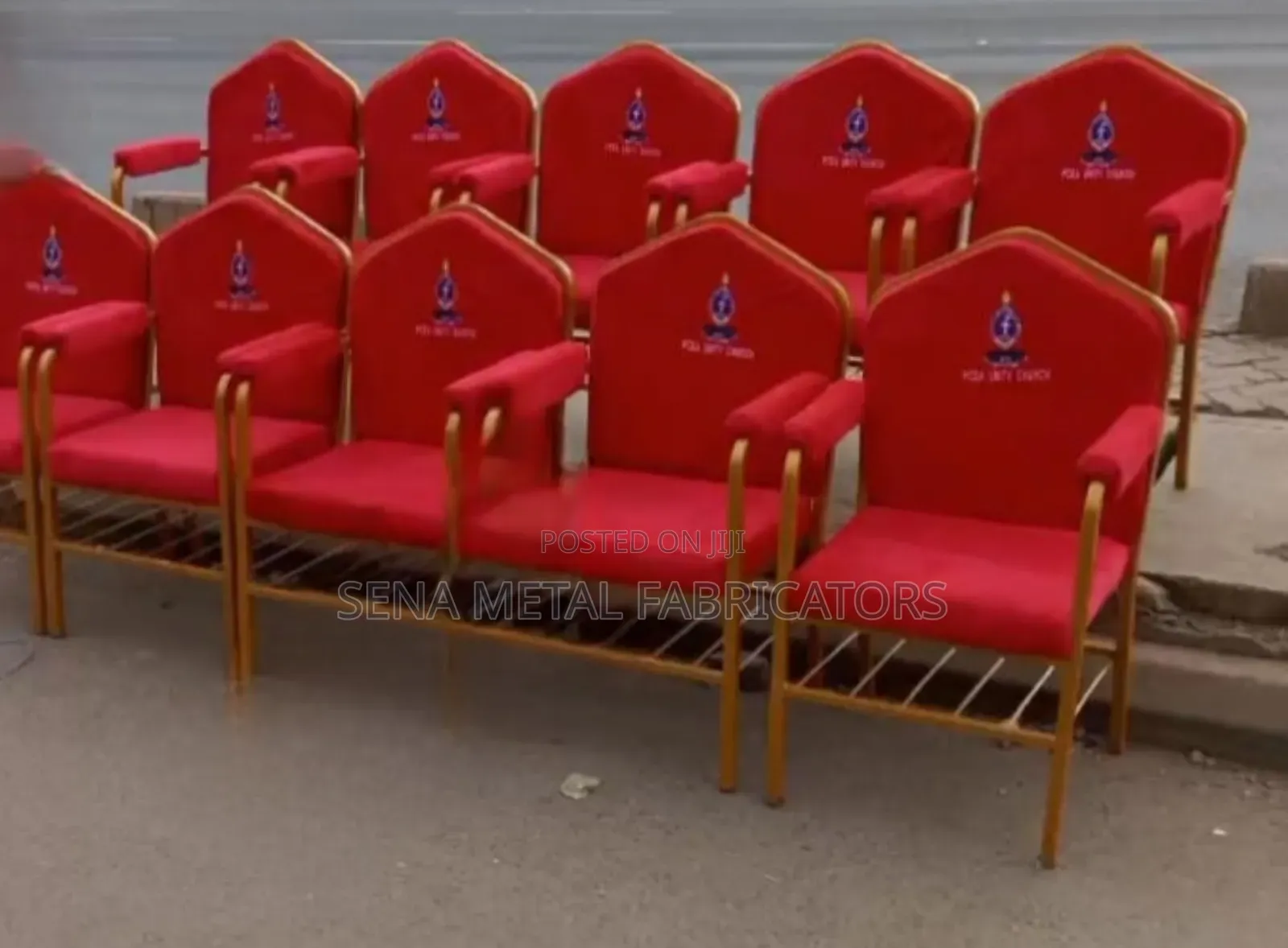 Church Red Chairs With Armrest.