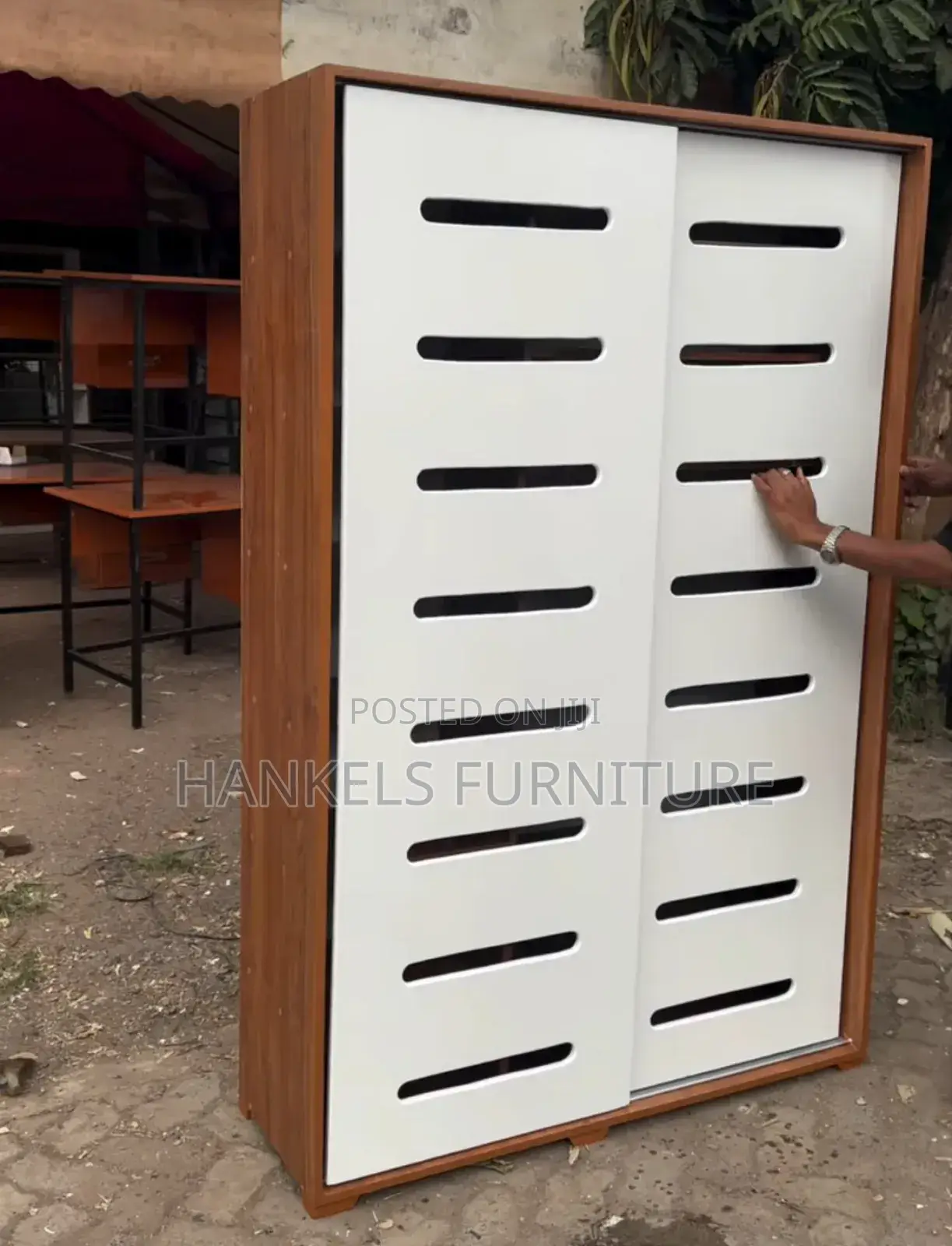 White Dark Walnut Modern Shoe Rack