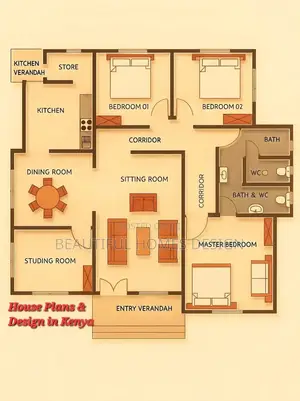 Architectural Plan for 3 and 4 Bedroom