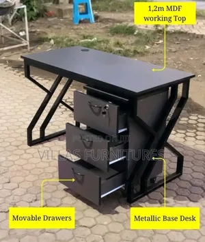 Metallic Study Table and Movable Drawers