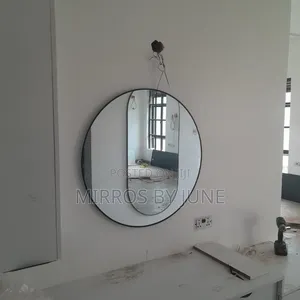 Round Black Framed Mirror