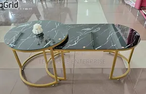 Quality Marble Nesting Coffee Table (Glass Effect)Black 