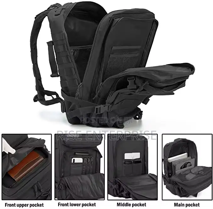 50l Tactical Waterproof Outdoor Backpack - Black
