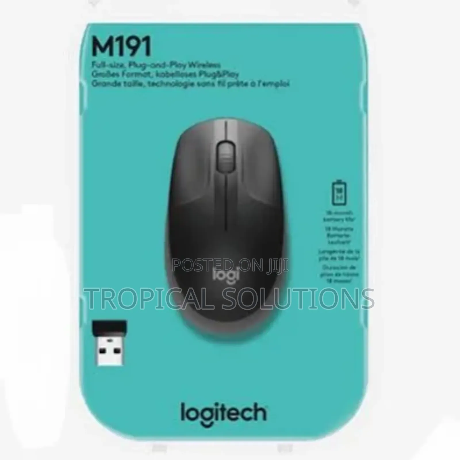 Logitech M191 Wireless Full Size Mouse Mid Grey M191
