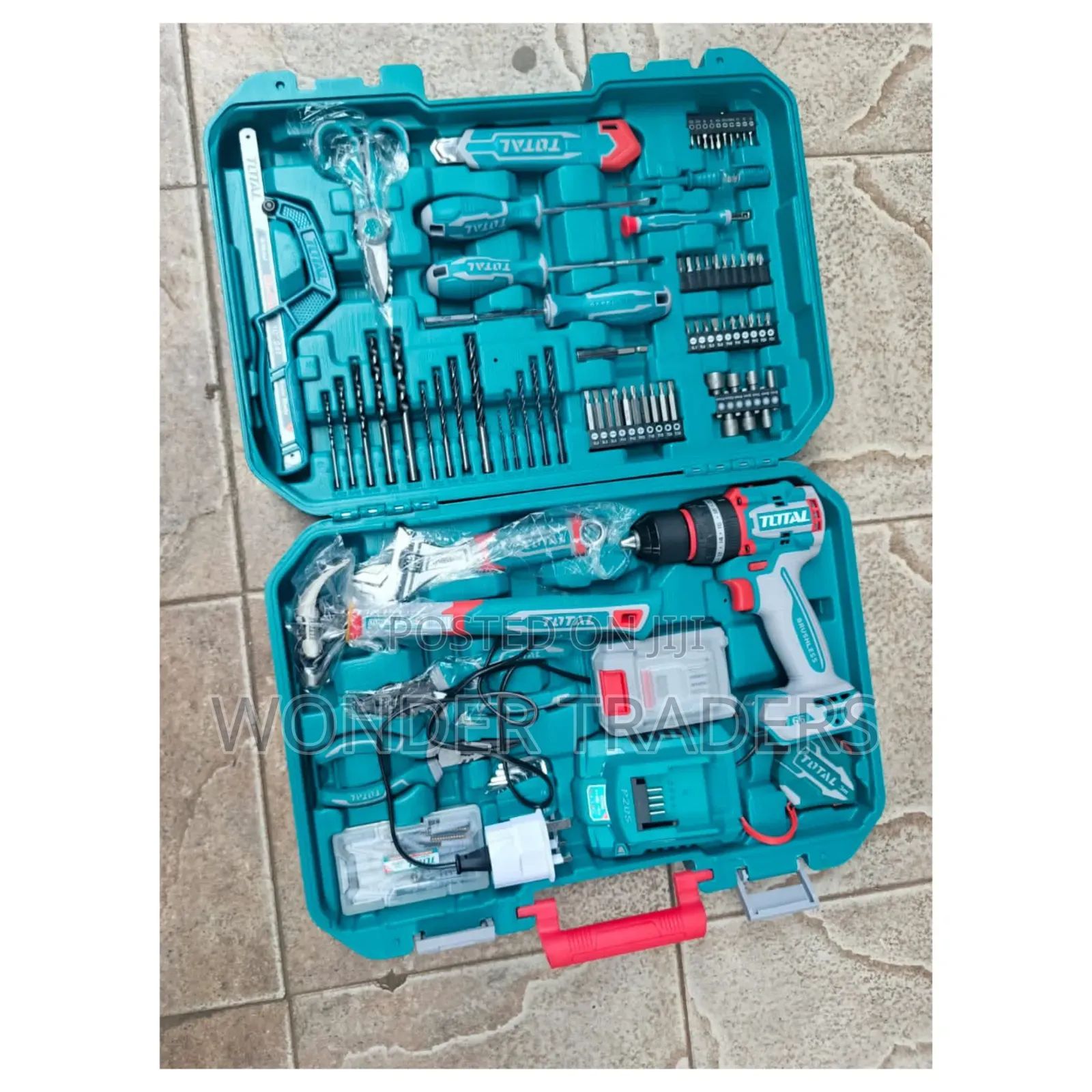 Total 165pcs Tool Set With 20v Cordless Impact Drill *
