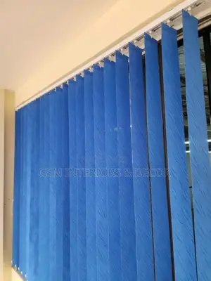 Blue Office Curtains and Office Blinds Vertical