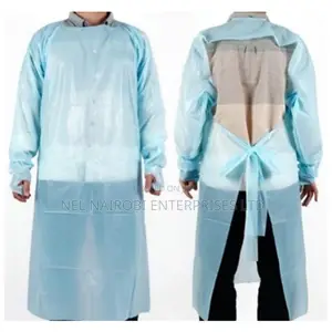Long Sleeve Cpe Protection Aprons With Thumb Hook (Blue)