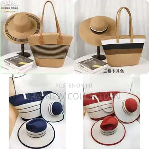 Summer Straw Woven Beach Bag and Hat