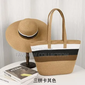 Summer Straw Woven Beach Bag and Hat