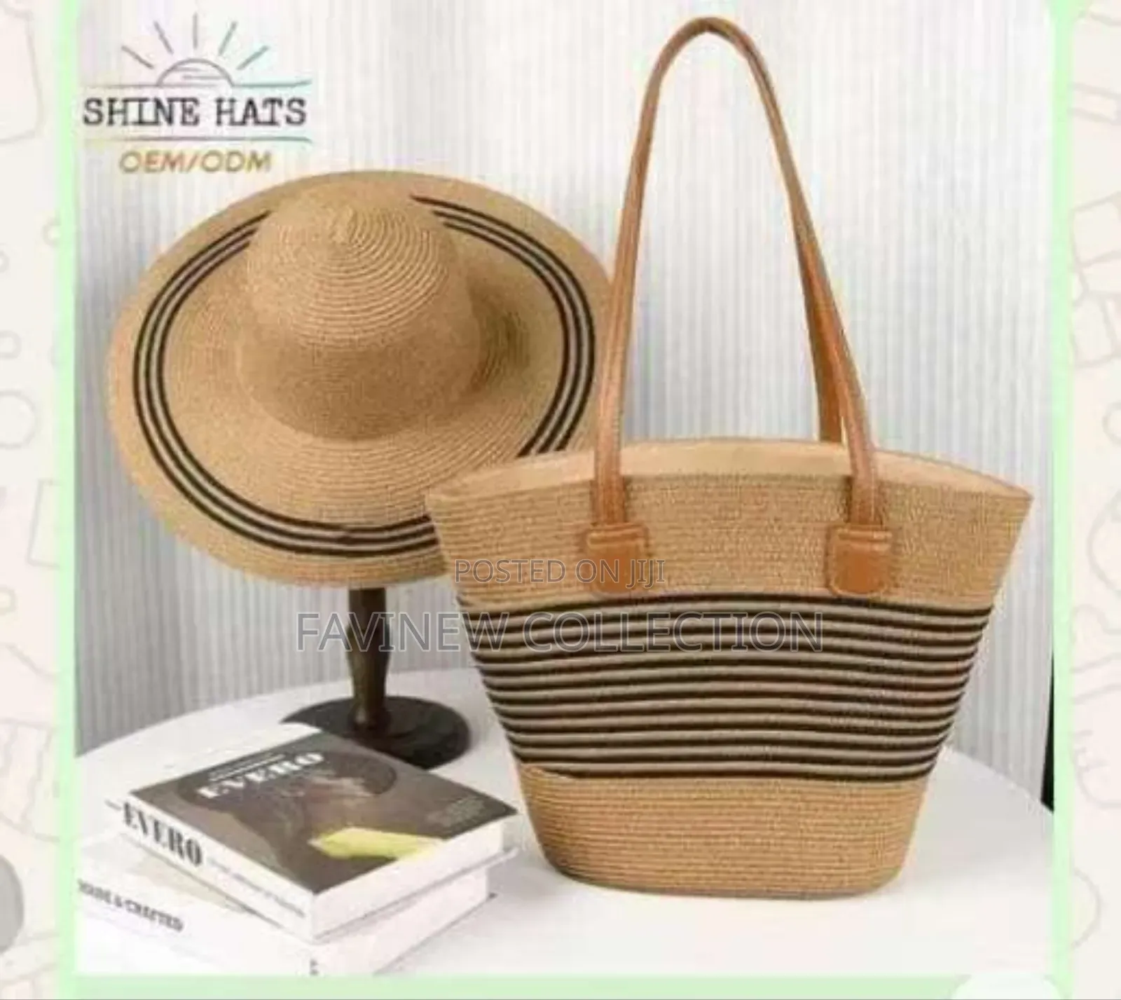 Summer Straw Woven Beach Bag and Hat
