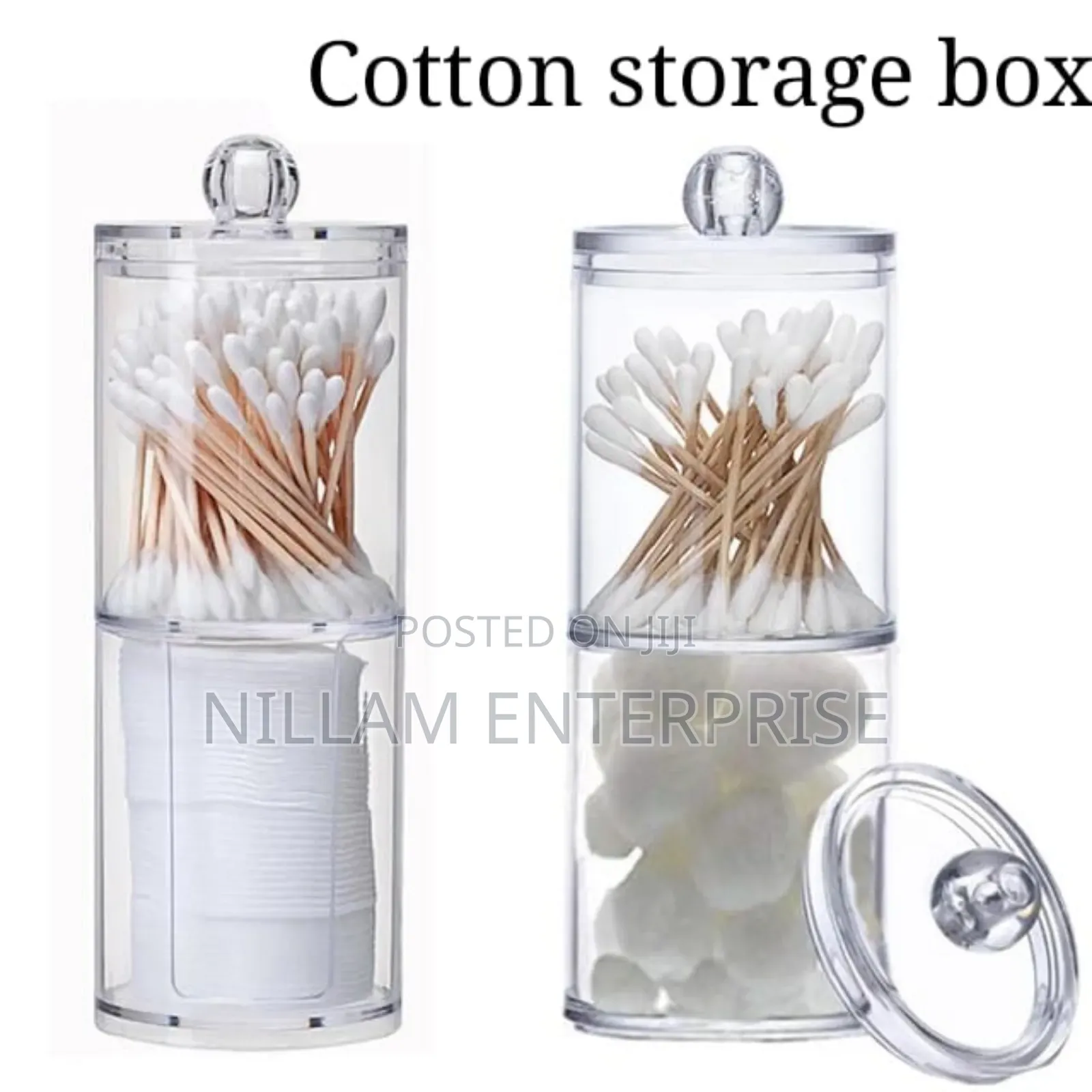 2 Layer Acrylic Multifunctional Round Qtip Storage Box