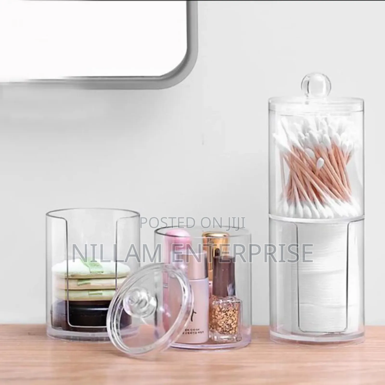 2 Layer Acrylic Multifunctional Round Qtip Storage Box