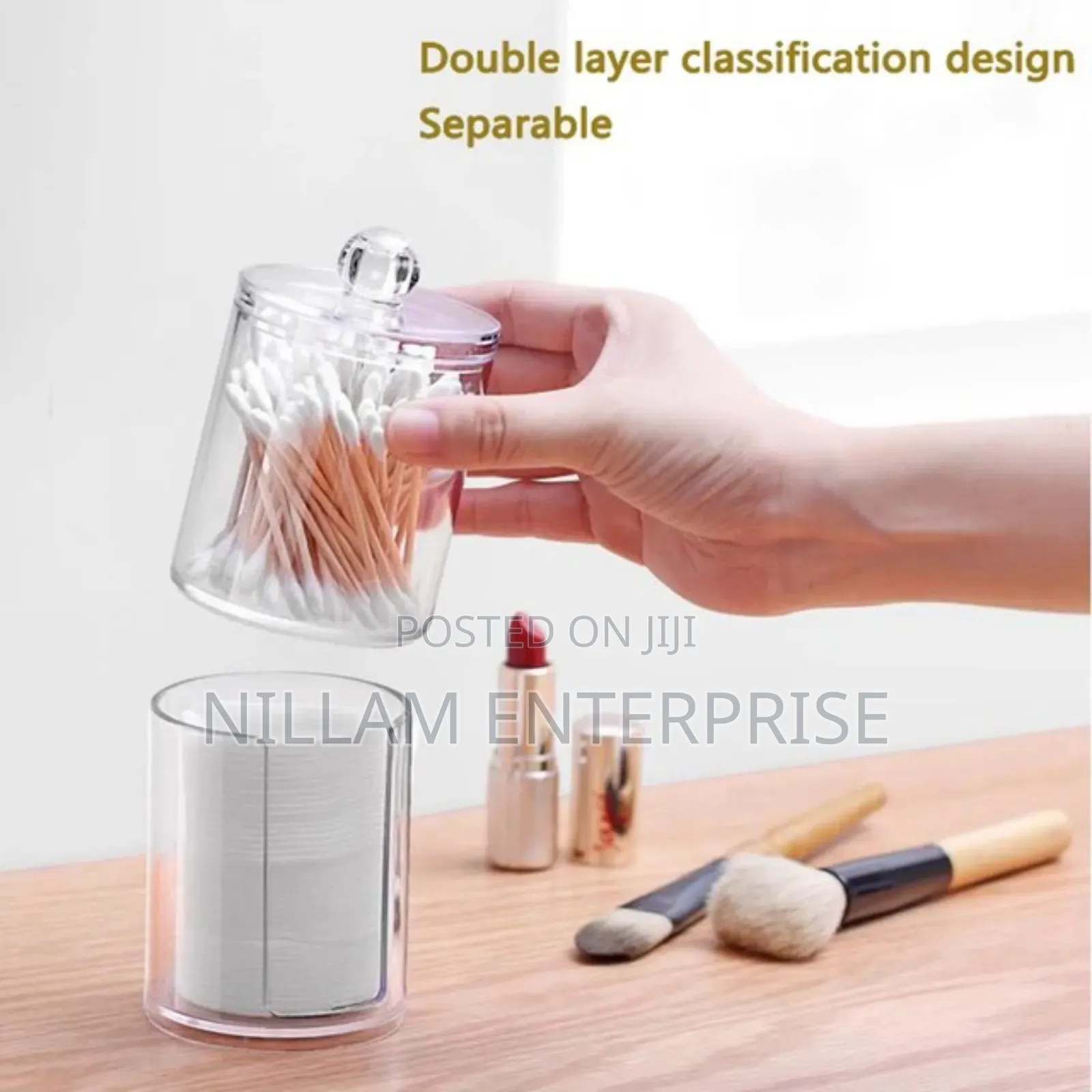 2 Layer Acrylic Multifunctional Round Qtip Storage Box