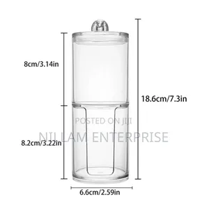 2 Layer Acrylic Multifunctional Round Qtip Storage Box