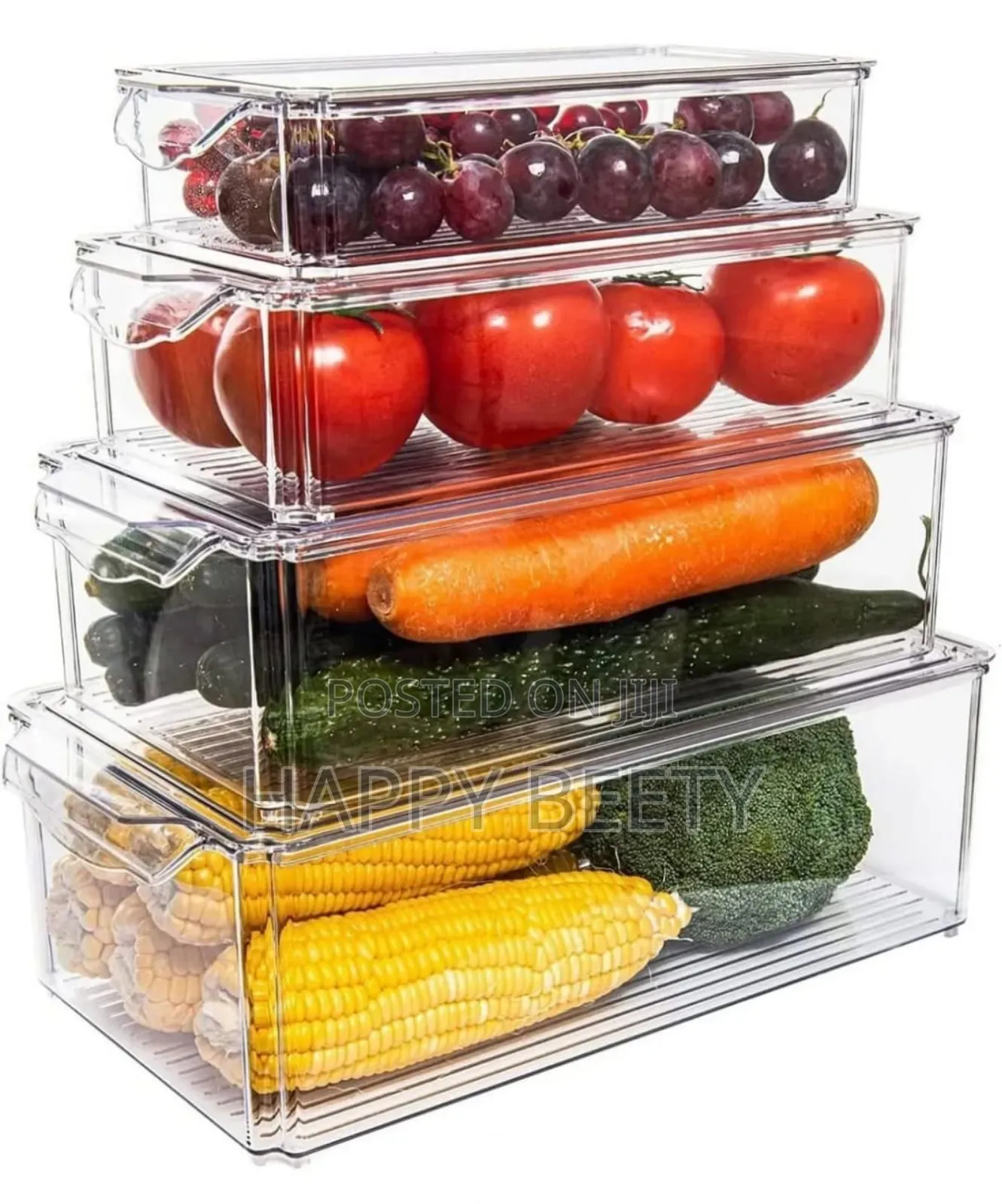 4 Big Capacity Bpa-Free Stackable Acrylic Fridge Containers