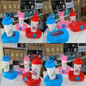 2pcs Cartoon Themed Kids Lunch Box /Snack With Water Bottle