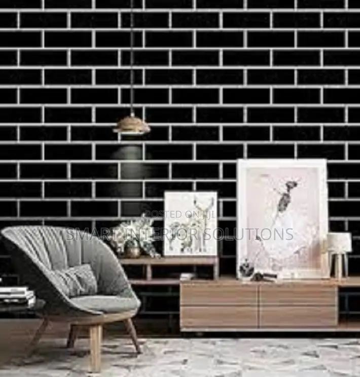 Black Brick Peel and Stick Wallpaper