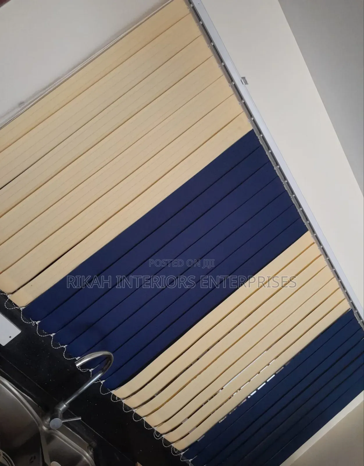 Vertical Cream Blue Blinds