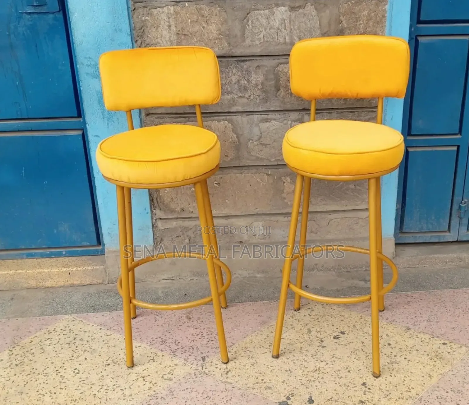 Kitchen Counter Stools Mustard Colour.