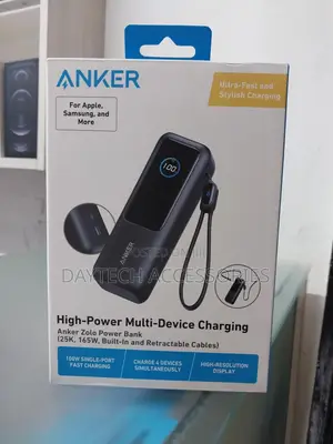 Anker Zolo Power Bank 25,000mah Built-in Retractable Cables)