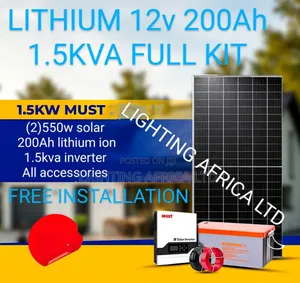 200ah Lithium Battery - 1.5kva Hybrid Inverter - (2)550w Solar System