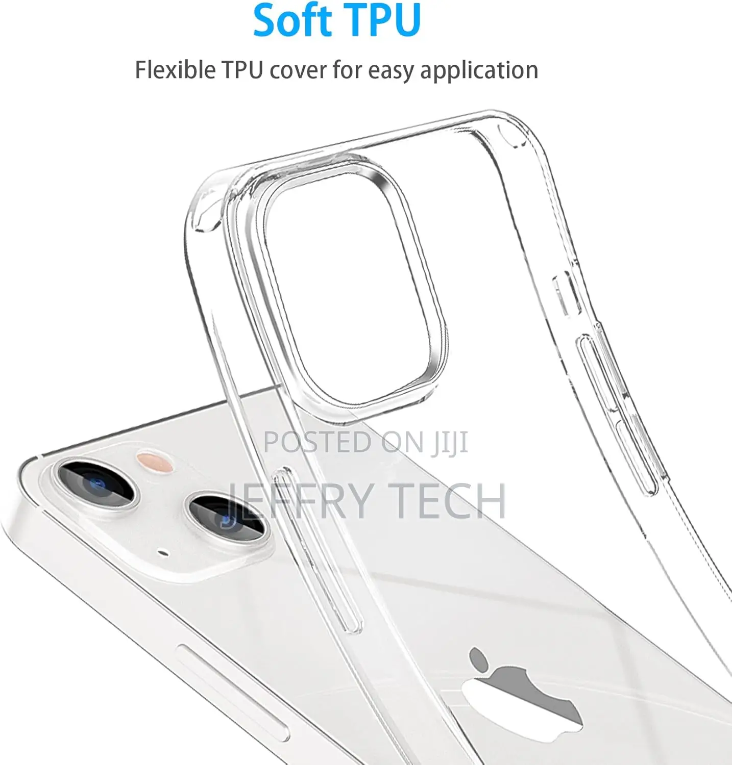 Jjgoo iPhone 13 Case Clear, Transparent Soft Shockproof Case
