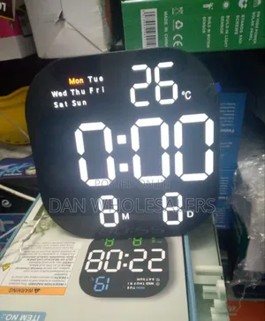 Wall-Mounted Led Clock With Week Display Celsius Readout