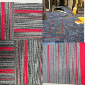 Classic Office Tiles in Red and Grey Stripes